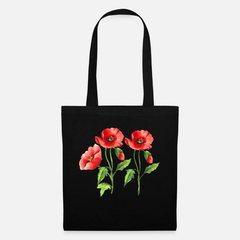 Blumen - Stoffbeutel - Schwarz