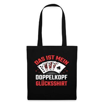 Doppelkopf Kartenspielen Doppelkopfspieler - Stoffbeutel - Schwarz - Vorne