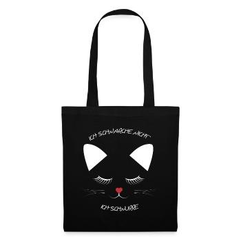Ich schnarche nicht ich schnurre Katzengesicht - Stoffbeutel - Schwarz - Vorne