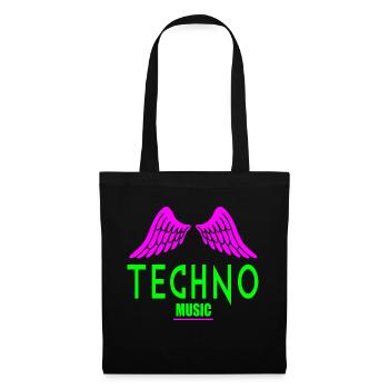 Engelsflügel der Techno-Musik - Stoffbeutel - Schwarz - Vorne