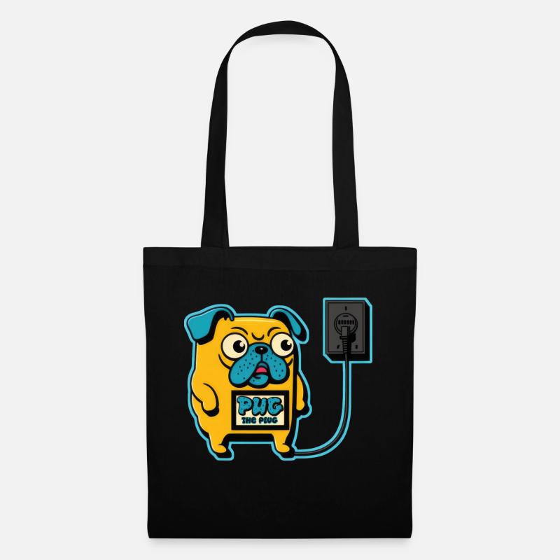 Pug le plug - Sac en tissu - noir
