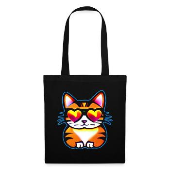 Cute cat with cool heart sunglasses - Tote Bag - black - Front