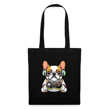 Bulldog while gaming gamer gaming gamblers gift - Tote Bag - black - Front