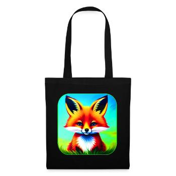 Niedlicher bunter Fuchs - Stoffbeutel - Schwarz - Vorne