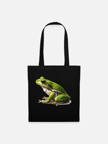 Der Frosch ist perfekt getarnt im grünen Gras - Stoffbeutel - Schwarz