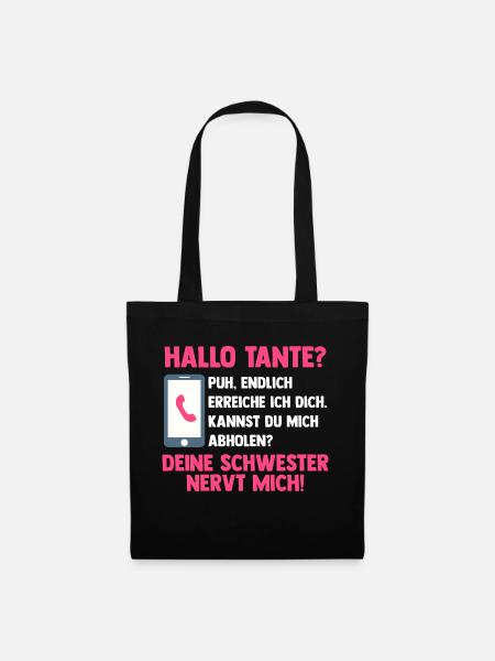 Patentante Neffe Nichte Tante - Stoffbeutel - Schwarz