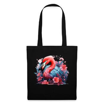 Flamingo Tropical Flowers Bird - Tote Bag - black - Front