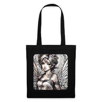 Ange mignon avec des tatouages - Sac en tissu - noir - Devant