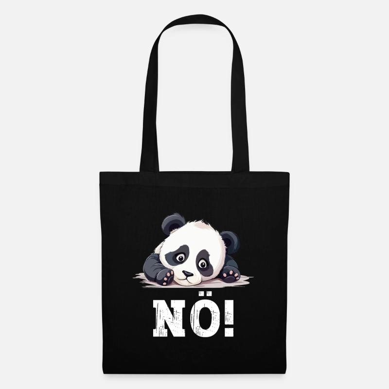 Nö Einfach Nö No Nein Panda Bär Süß Lustig Spruch - Stoffbeutel - Schwarz