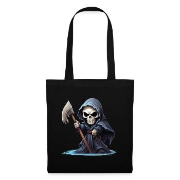 Faucheuse, Faux, Mort, Crâne, Crâne, Squelette - Sac en tissu - noir - Devant