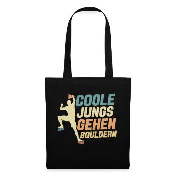 Coole Jungs Gehen Bouldern Boulder Klettern - Stoffbeutel - Schwarz - Vorne