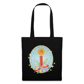 red christmas candle for christmas in frame - Tote Bag - black - Front
