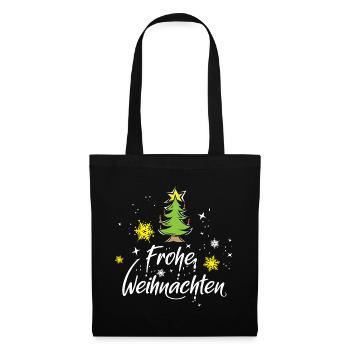 frohe Weihnachten Symbol Baum Christbaum Sterne - Stoffbeutel - Schwarz - Vorne