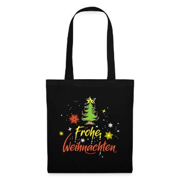 frohe weihnachten Weihnachtsbaum Schnee Stern icon - Stoffbeutel - Schwarz - Vorne