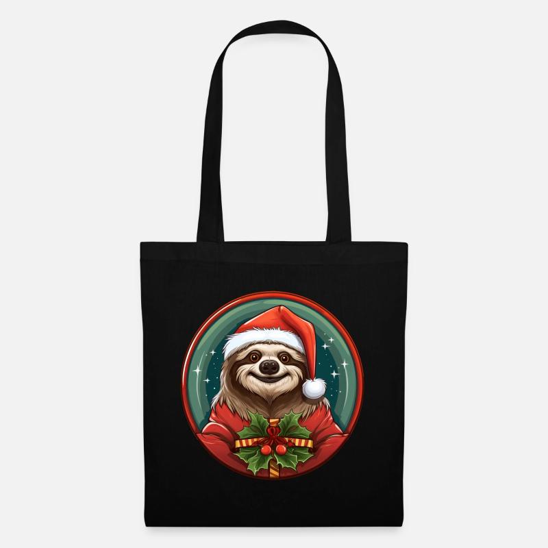 Faultier Weihnachten - Stoffbeutel - Schwarz
