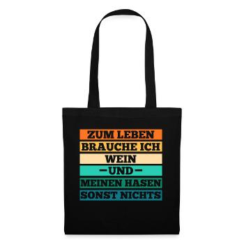 Wein Kaninchen Hase - Stoffbeutel - Schwarz - Vorne