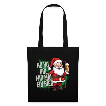 Weihnachtsmann Ho Ho Hol Mir Mal Ein Bier Lustig - Stoffbeutel - Schwarz - Vorne