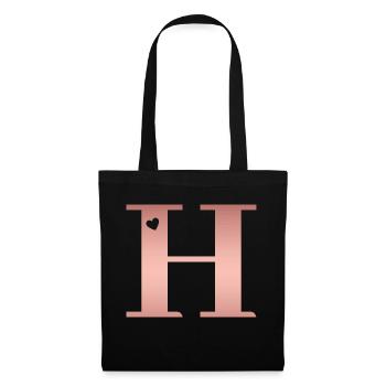 Buchstabe H Roségold - Stoffbeutel - Schwarz - Vorne