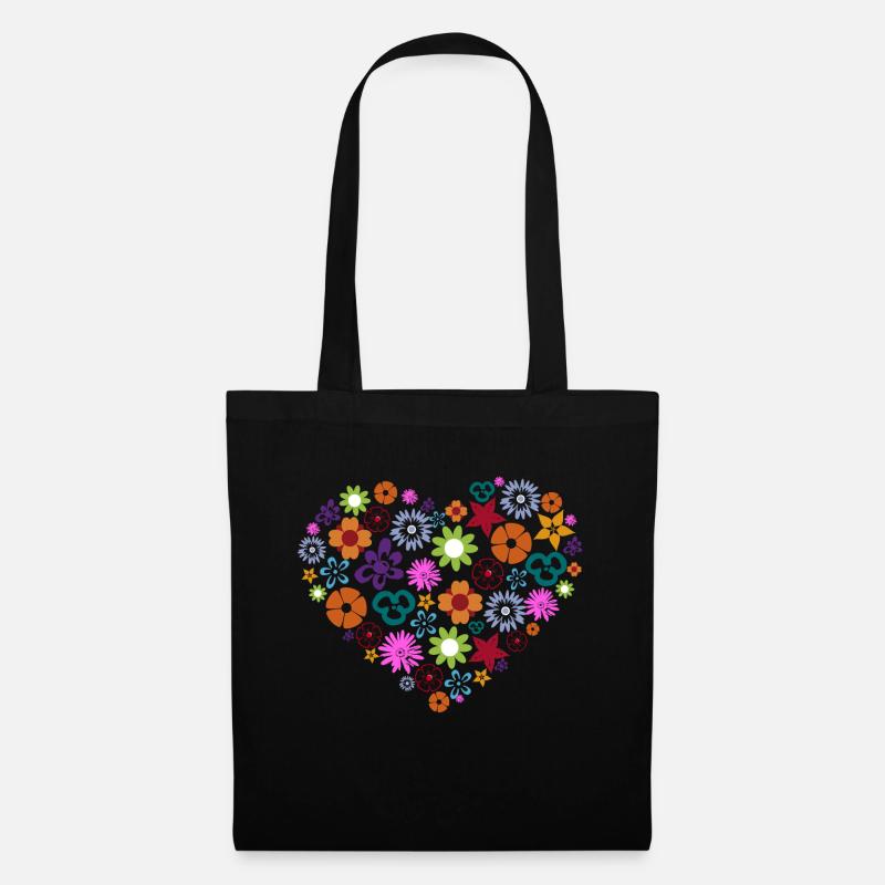Coração de flores - Tote Bag - black