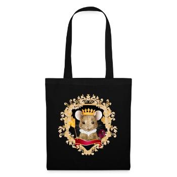 Souris avec couronne de fromage dans un cadre royal - Sac en tissu - noir - Devant