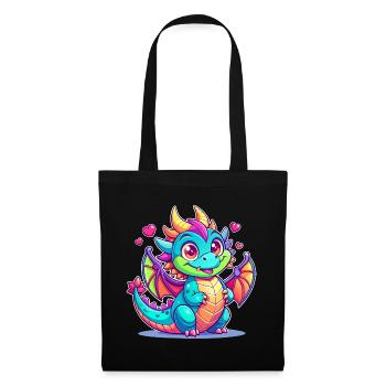 Dragon coloré - Sac en tissu - noir - Devant