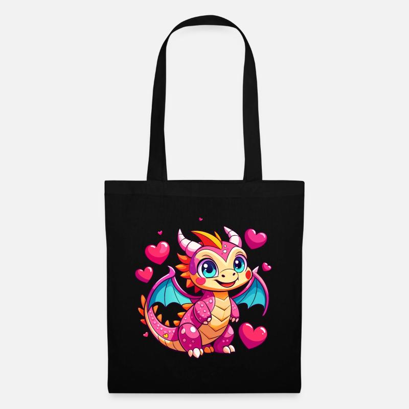 Farbenfroher Drache - Stoffbeutel - Schwarz