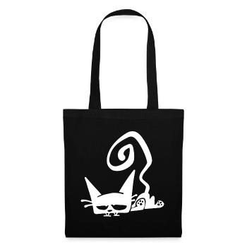 Tired Cat White - Sac en tissu - noir - Devant