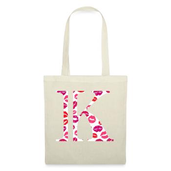 Lettre k bisous - Sac en tissu - nature - Devant