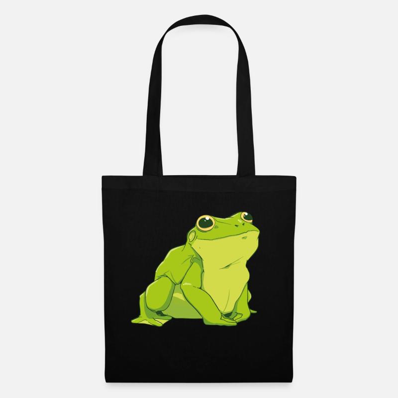Glücklicher grüner Frosch - Stoffbeutel - Schwarz