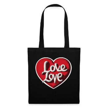 Ewige Liebe: Das Herz von LOVE - Stoffbeutel - Schwarz - Vorne