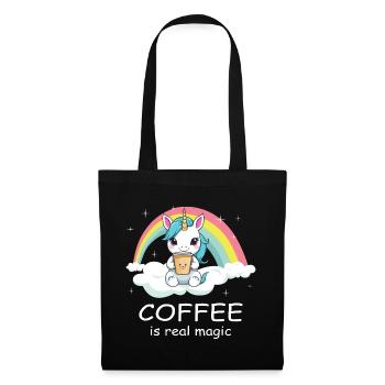 Süßes Kaffee Einhorn - Stoffbeutel - Schwarz - Vorne
