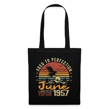 Jahrgang Juni 1957 Juni 1957 Geboren Juni 1957 Retro - Stoffbeutel - Schwarz - Vorne