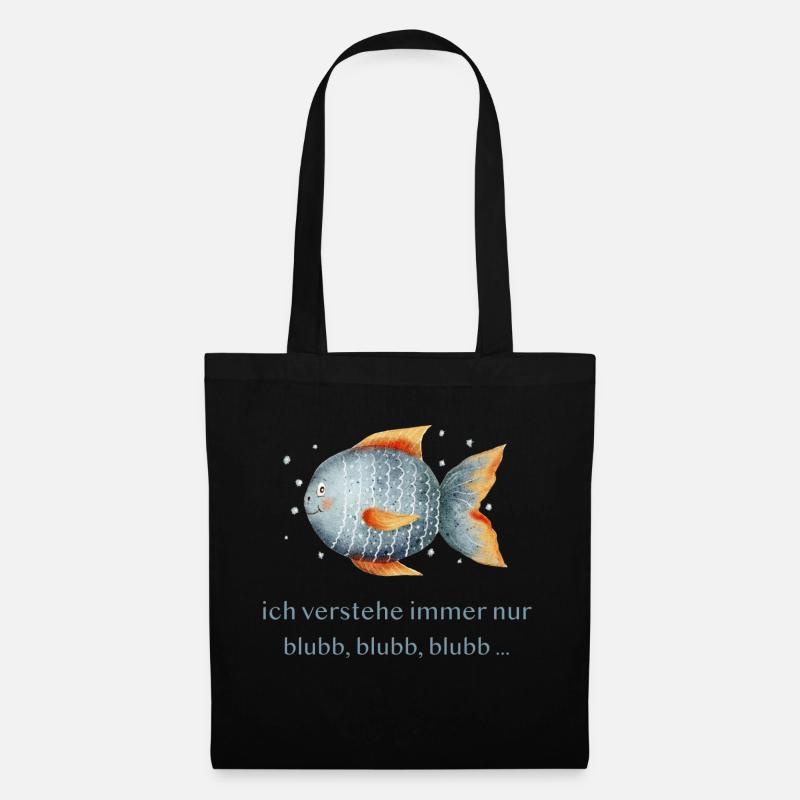 Süßer Fisch - blubb, blubb, blubb - Stoffbeutel - Schwarz