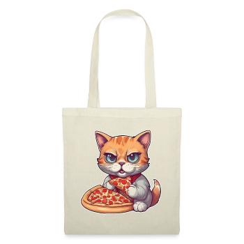 Le chat adore la pizza - Sac en tissu - nature - Devant