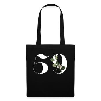 Nummer 59 Blumengrün - 59. Blumengeburtstag - Stoffbeutel - Schwarz - Vorne