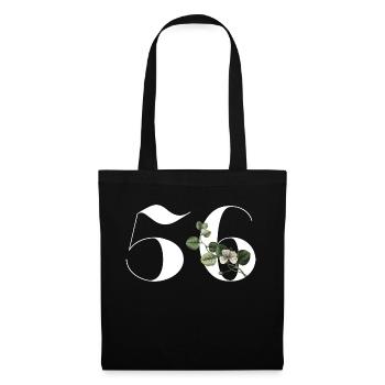 Number 56 Floral Green - 56th Floral Birthday - Tote Bag - black - Front