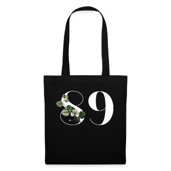 Nummer 89 Blumengrün - 89. Blumengeburtstag - Stoffbeutel - Schwarz - Vorne