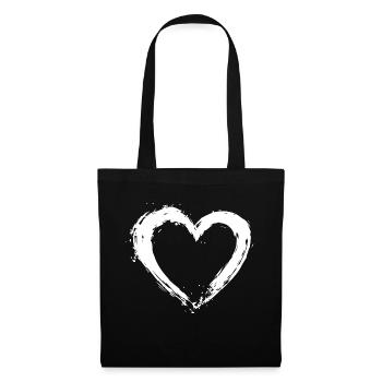 Symbole de coeur Amour Cadeau de la Saint-Valentin - Sac en tissu - noir - Devant