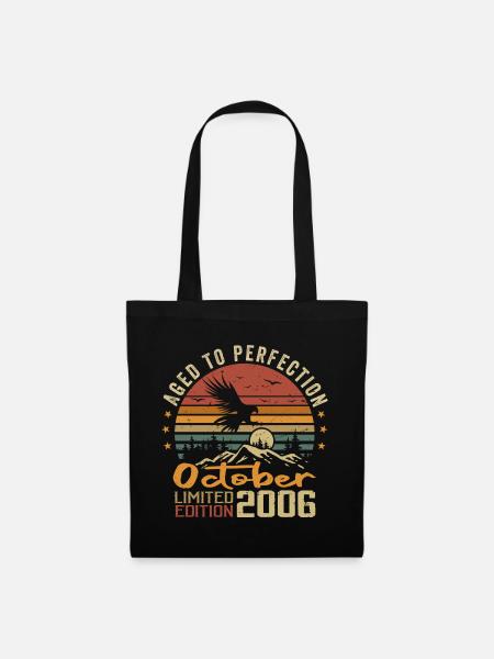 Jahrgang Oktober 2006 - Oktober 2006 Retro Geschenk - Stoffbeutel - Schwarz