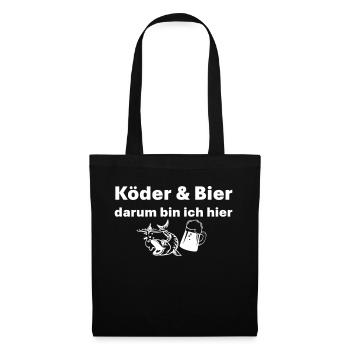 Köder und Bier darum bin ich hier - Stoffbeutel - Schwarz - Vorne