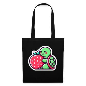 Cute Turtle Hugs a sweet Strawberry - Tote Bag - black - Front