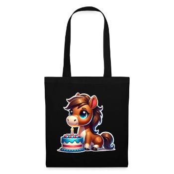 Cheval Poulain Poney Anniversaire - Sac en tissu - noir - Devant