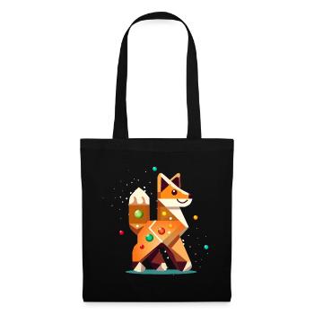 Fuchs im Lebkuchen Stil– Kreatives Weihnachtsmotiv - Stoffbeutel - Schwarz - Vorne