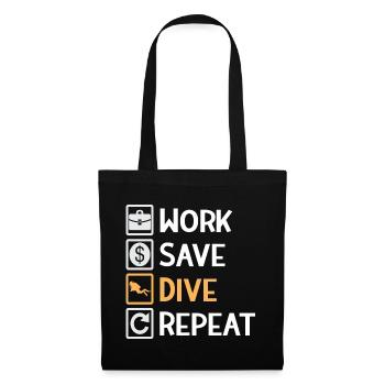 Travailler, économiser, plonger, répéter – Dive Life - Sac en tissu - noir - Devant