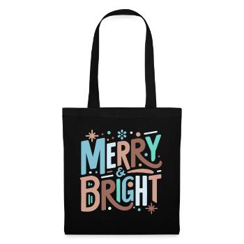 Merry & Bright Festive Typography - Tote Bag - black - Front