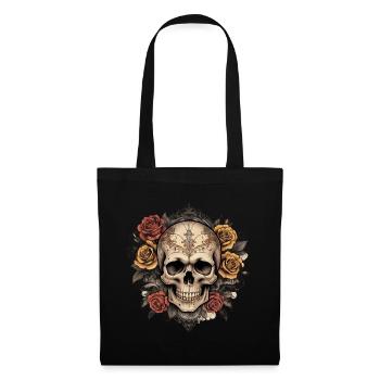 Vintage Totenkopf - Stoffbeutel - Schwarz - Vorne