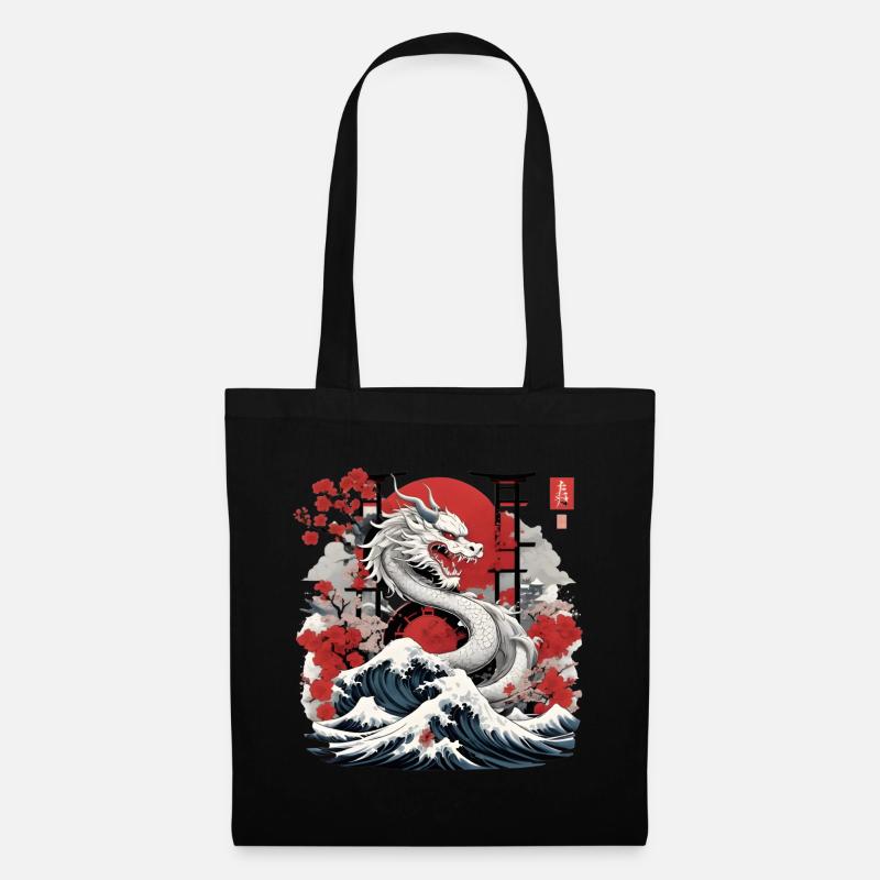 Japanischer Drachen - Stoffbeutel - Schwarz