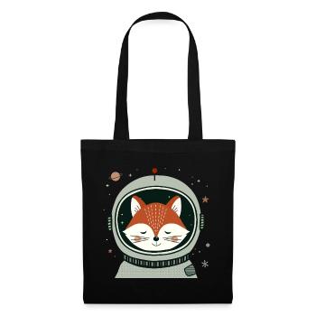 Träumender Astronauten-Fuchs im Weltall - Stoffbeutel - Schwarz - Vorne