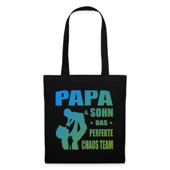 Papa und Sohn Das perfekte Chaos Team Geschenk - Stoffbeutel - Schwarz - Vorne