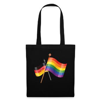 Regenbogen Deutschland Flagge - Stoffbeutel - Schwarz - Vorne